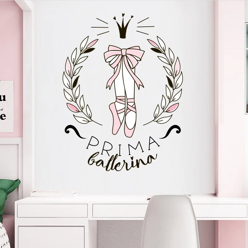 Cartoon Ballet Dance Adesivo De Parede Para Crianças, Decoração Do Quarto Da Menina, Mural Em Casa, Decalques De Porta, Papel De Parede Auto-adesivo, Cartaz De Geladeira