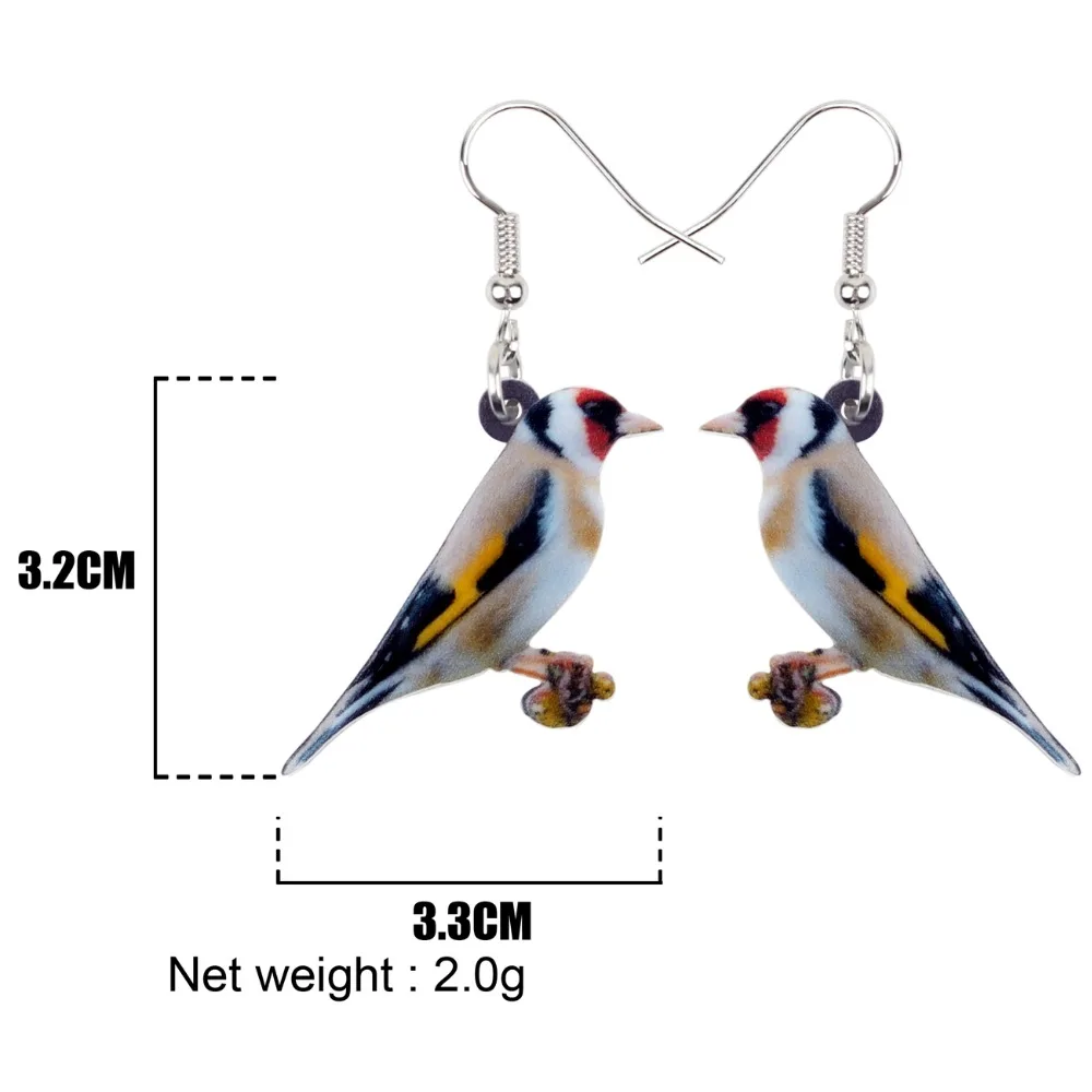 WEVENI Acrylic Cartoon European Goldfinch Bird Earrings New Long Dangle Drop Trendy Animal Jewelry For Women Girls Spring Female