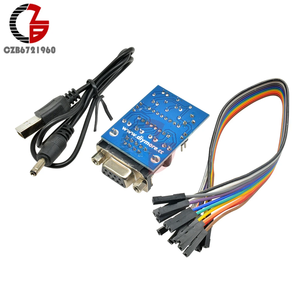 RS232 to TTL Converter Module MAX232CPE MAX232 Transfer Chip DB9 Serial Board Power RXD TXD LED Light Indicator Dupont Cable