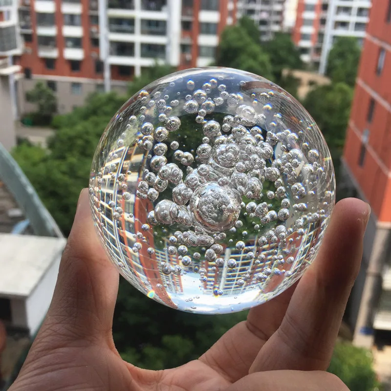 

80mm Transparent Bubbles Crystal Ball Feng Shui Magic Glass Ball Good Luck Globe Miniature Home Decoration Office Ornaments