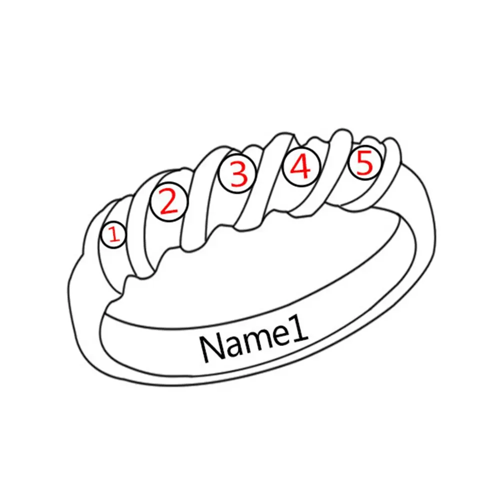 Amxiu Handmade 925 Silver Ring Customize Name Ring with Five Birthstones Colorful Zircon Rings For Women Mother's Special Gift