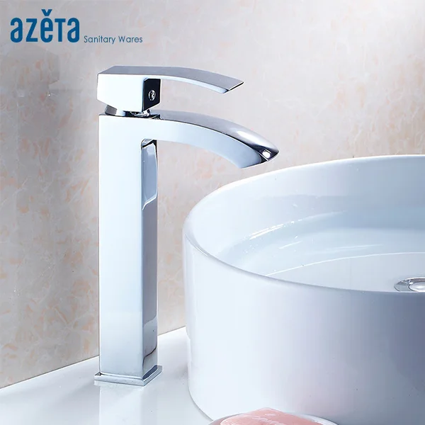 

AZETA Contemporary Bathroom Tap Brass High Basin Faucets Chrome Single Ceramic Handle Mixer Wash Basin Faucet AT2206H