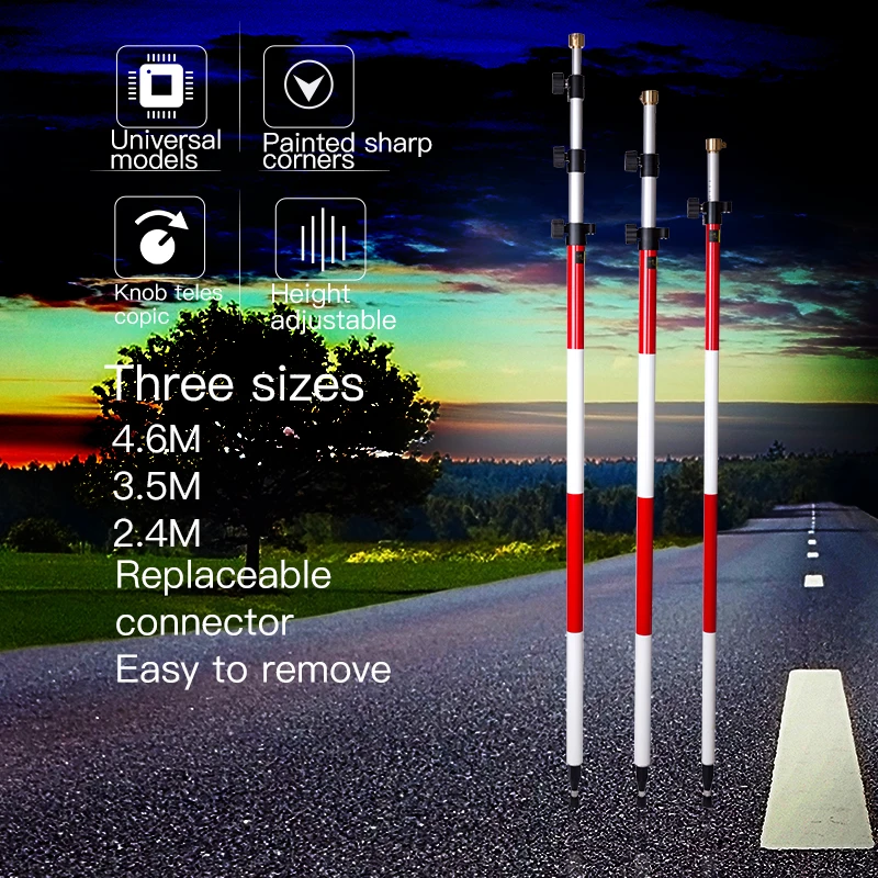 New LETER    Prism Pole, Surveying for  Survey rod pole  With 5/8 x11 thread