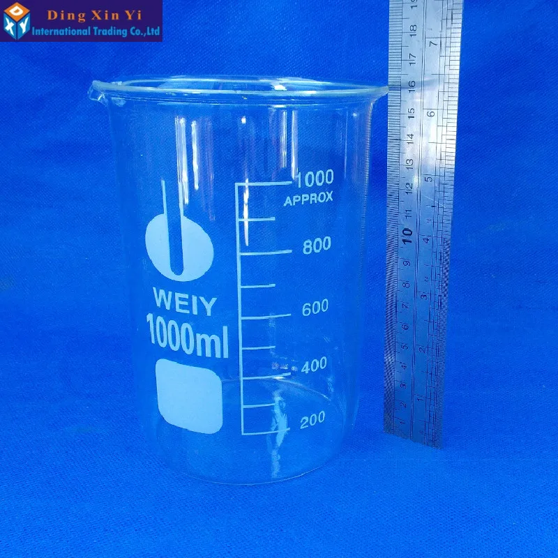 1000ml Low Form Becher Chemie Labor Boro silikat glas transparentes Becherglas mit Ausguss 1 Stk