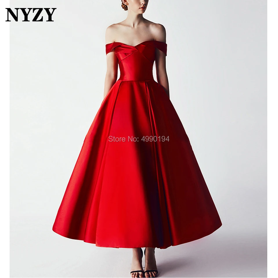 

Robe Cocktail Dresses NYZY C153 Elegant Vintage Satin Celebrity Red Carpet Dresses Party Homecoming abendkleider 2019