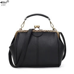 Borse Vintage per donna Retro Hollow Out Kiss Lock borsa da sera a tracolla con tracolla unica in pelle PU