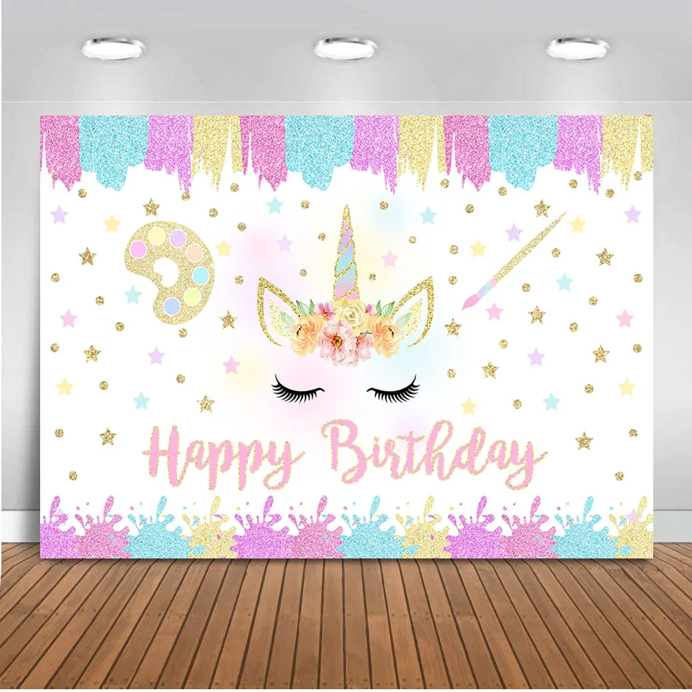 

Unicorn Party Backdrop Colorful Dream Art Painting Birthday Photography Baby Shower Decoration Photo Backdrops for Event Banner