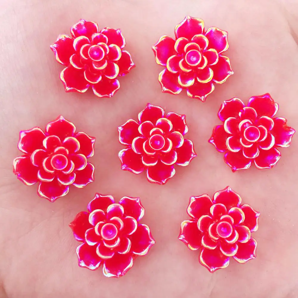 NEW 10PCS 20mm AB Resin 3D Flower Stone Flatback Wedding Diy Design Button Craft K33