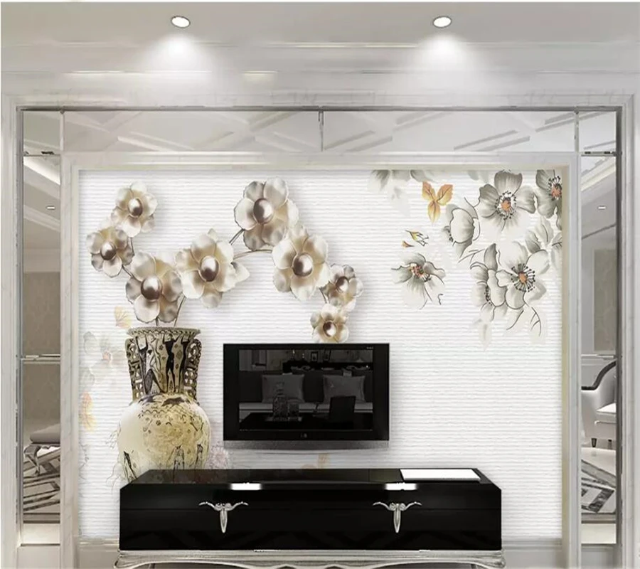 wellyu papel de parede para quarto Custom wallpaper New high-end luxury jewelry flower living room electric wall tapety