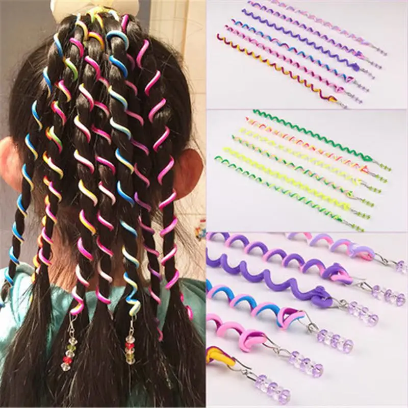 Moda kreatywna lokówka do włosów dla dzieci kolorowe koraliki wałek do włosów Twister DIY do włosów Spiral Braiders klips do włosów crystal