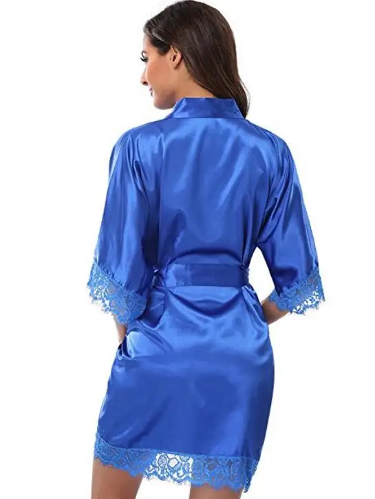 Bata de encaje de talla grande para novia y Dama de honor, lencería Sexy, Kimono de seda para fiesta de boda, camisón, ropa de dormir, albornoz