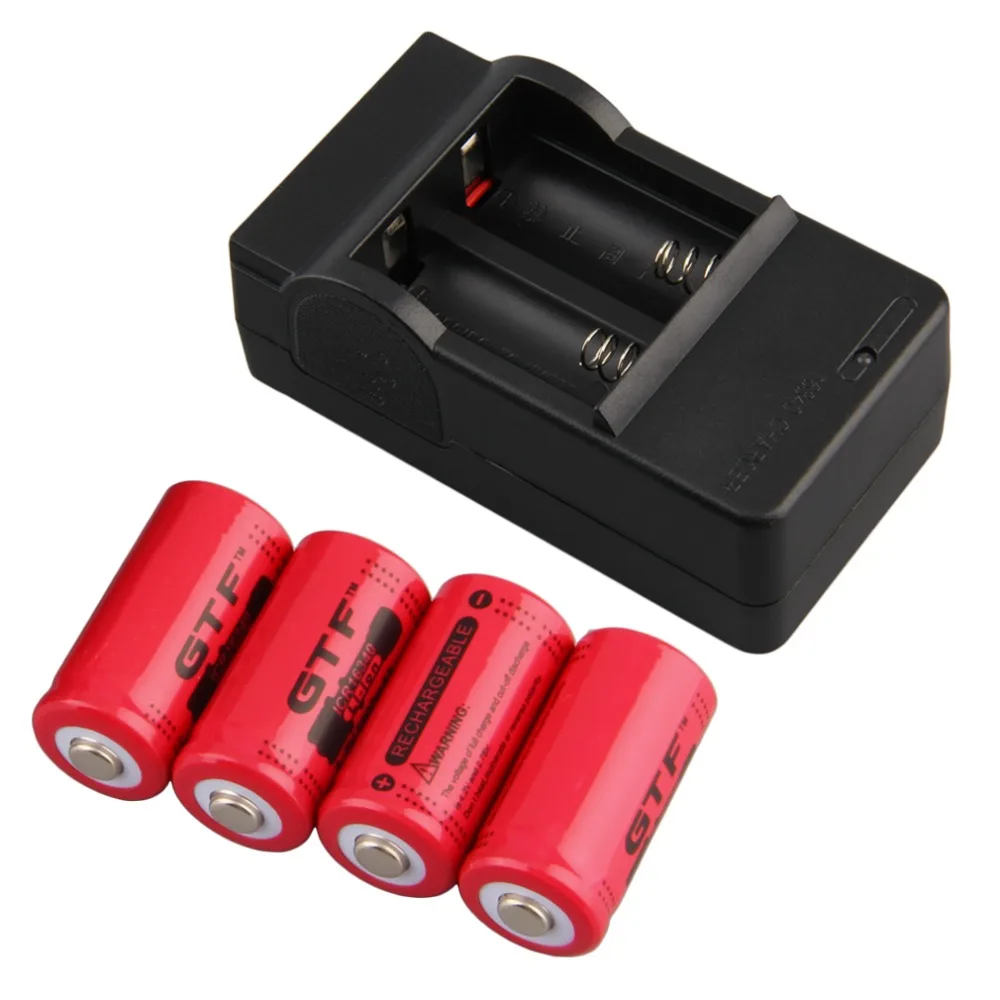 16340 Battery 3.7V 2800mAh 16340 CR123A Rechargeable Batteries 3.7V CR123 for Laser Pen LED Flashlight 16340 Battria EU Charger