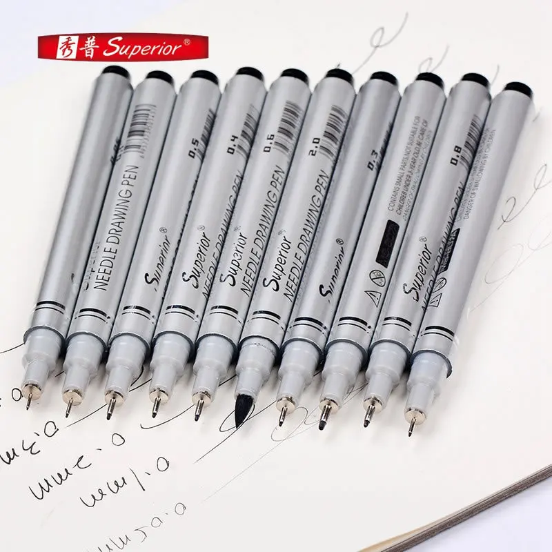 10Pcs/lot Marvy Sketch Liner Brush Waterproof Artist Marker Water Resistant Gundam Drawing Pen Comic Painting Design Supplies