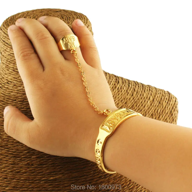 Adixyn New Arrival BABY Bangles & Bracelets For Kids Gold Color MY BABY For Kid Baby Lovely Jewelry With Ring