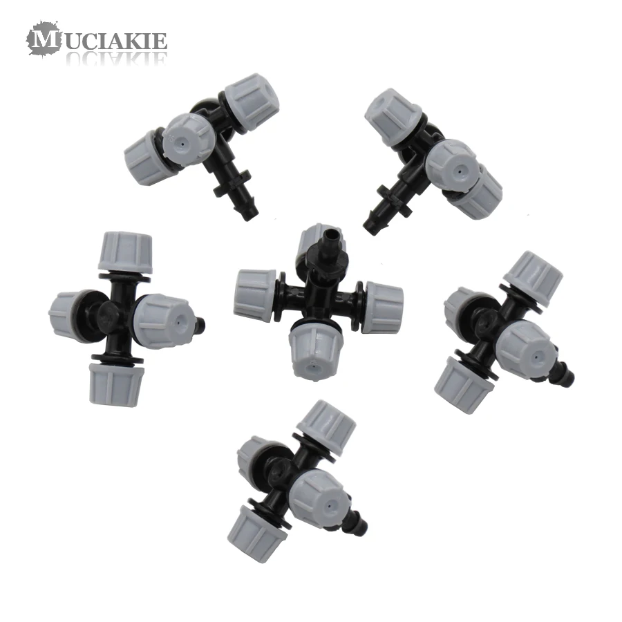 MUCIAKIE 5PCS Cross Fog Nozzle Mist Sprayer 4 Outlet Spray Cooling System With 4/7mm Barb for Garden Misting Watering Irrigation