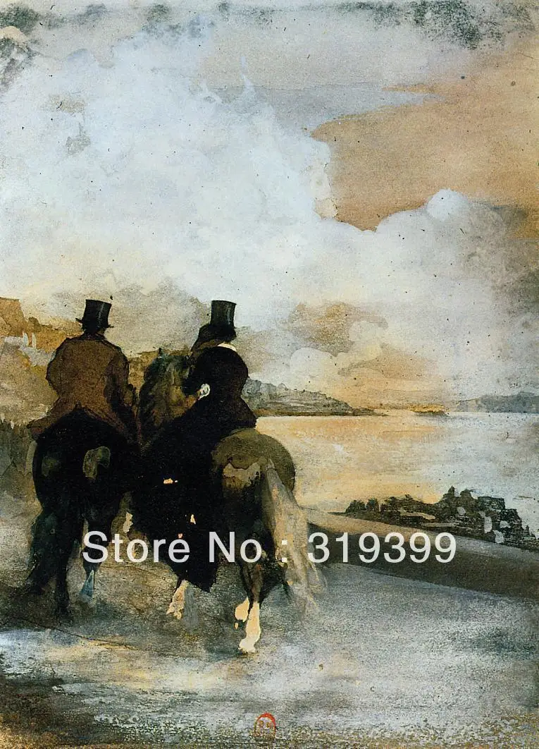 

Oil Painting Reproduction on Linen Canvas,Two Riders by a Lake by edgar degas ,Free Shipping,100%handmade