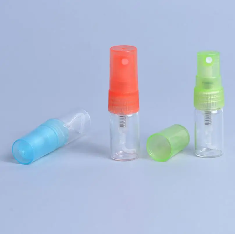 Travel Portable 2ML Colorful Mini Glass Spray Perfume Bottle Atomizer Cosmetic Sample Container LX3699