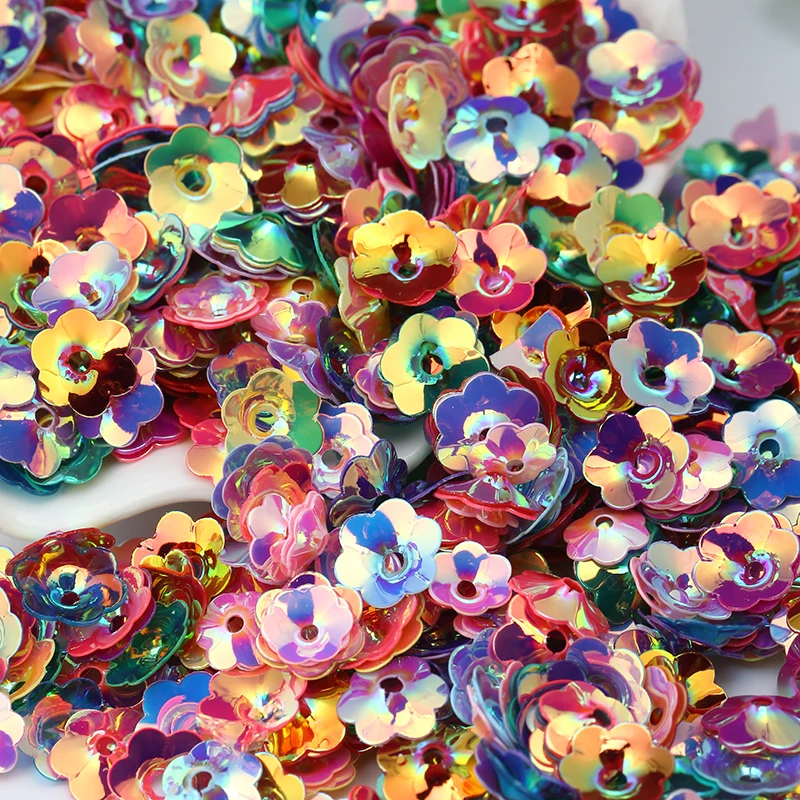 360Pcs 8mm Cup Plum Shape Sequin For Craft 3D Blossom Flower Sequins Paillettes Wedding Decro Women Dress DIY Sewing Accessories