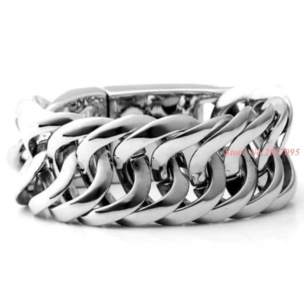 20/30 mm Wide Mens Chain Curb Cuban Link Chain Heavy 316L Stainless Steel Bracelet Free Shipping