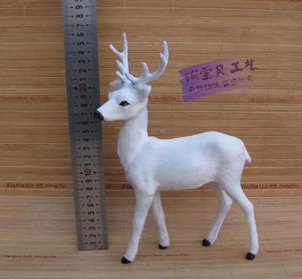 new simulation male deer model toy resin&fur white deer doll gift about 20x10x26cm 2154