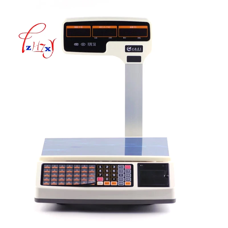 Electronic Price Computing Scale, Stainless Steel , 70 Direct Access Keys, 66 lb Price Computing Scale with Lable Printer