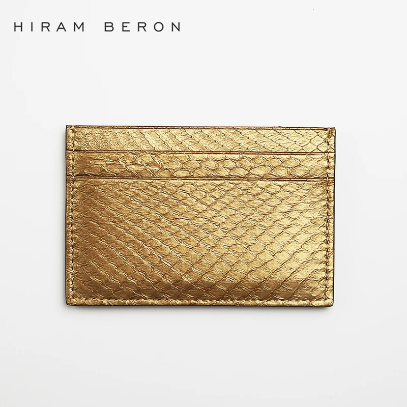 Hiram Beron Card Holder Snake Skin Golden Wallet Mini Card Travel Genuine Wallet Leather Card Case Dropship