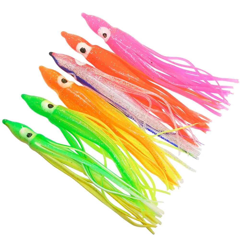 12-pieces Soft Lure Squid Skirts 5cm 9cm 11cm Rubber Artificial Bait Lures Octopus Wobblers Tuna Kingfish Sailfish Marlin Baits