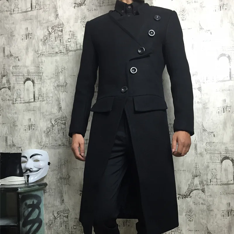 

S-6XL!!!2022 can be customized Male winter thickening medium-long personality ultra long over-the-knee woolen trench outerwear