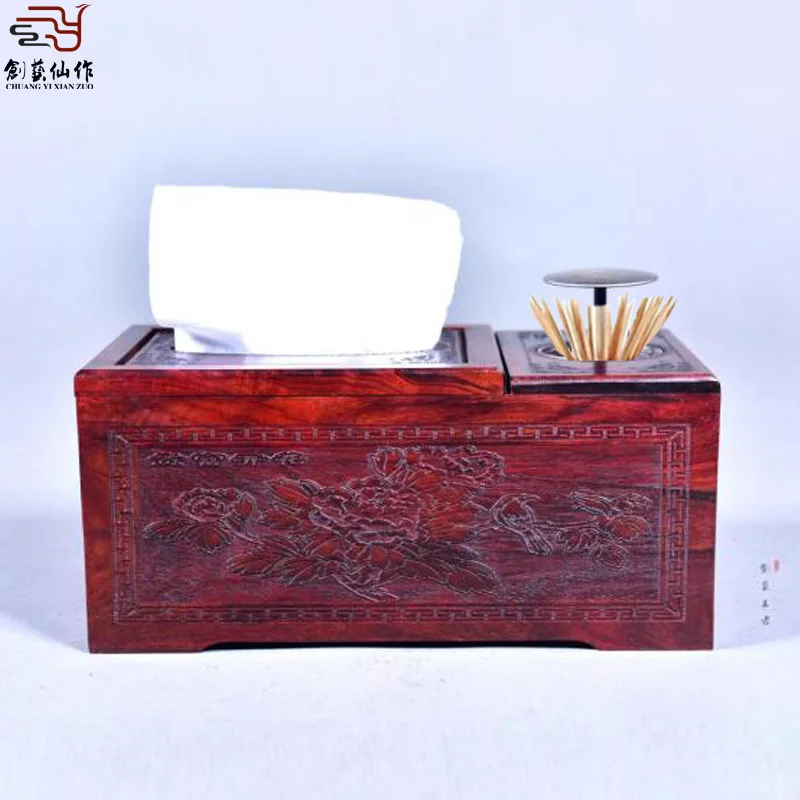 Rosewood rosewood box toothpick box multi-function box mahogany furniture decoration wood health napkin box