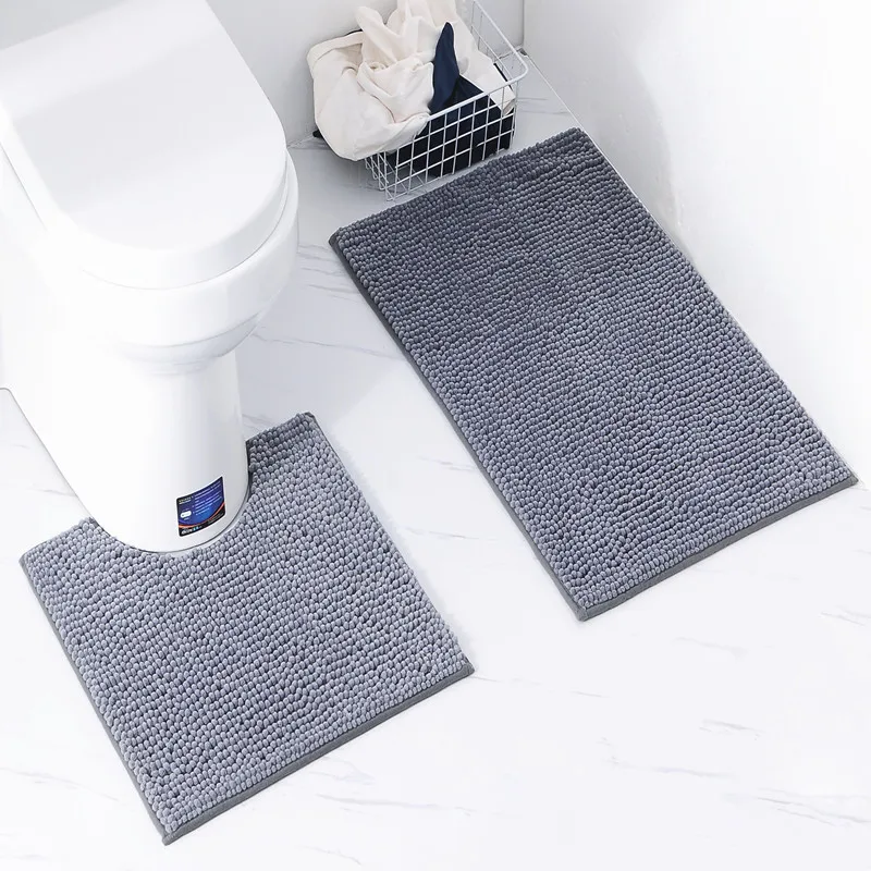 New Embossing Bathroom Mat Set, Flannel Floor Rugs, Cushion, Toilet Seat Cover, Bath Mat for Home Decoration, 2Pcs Set