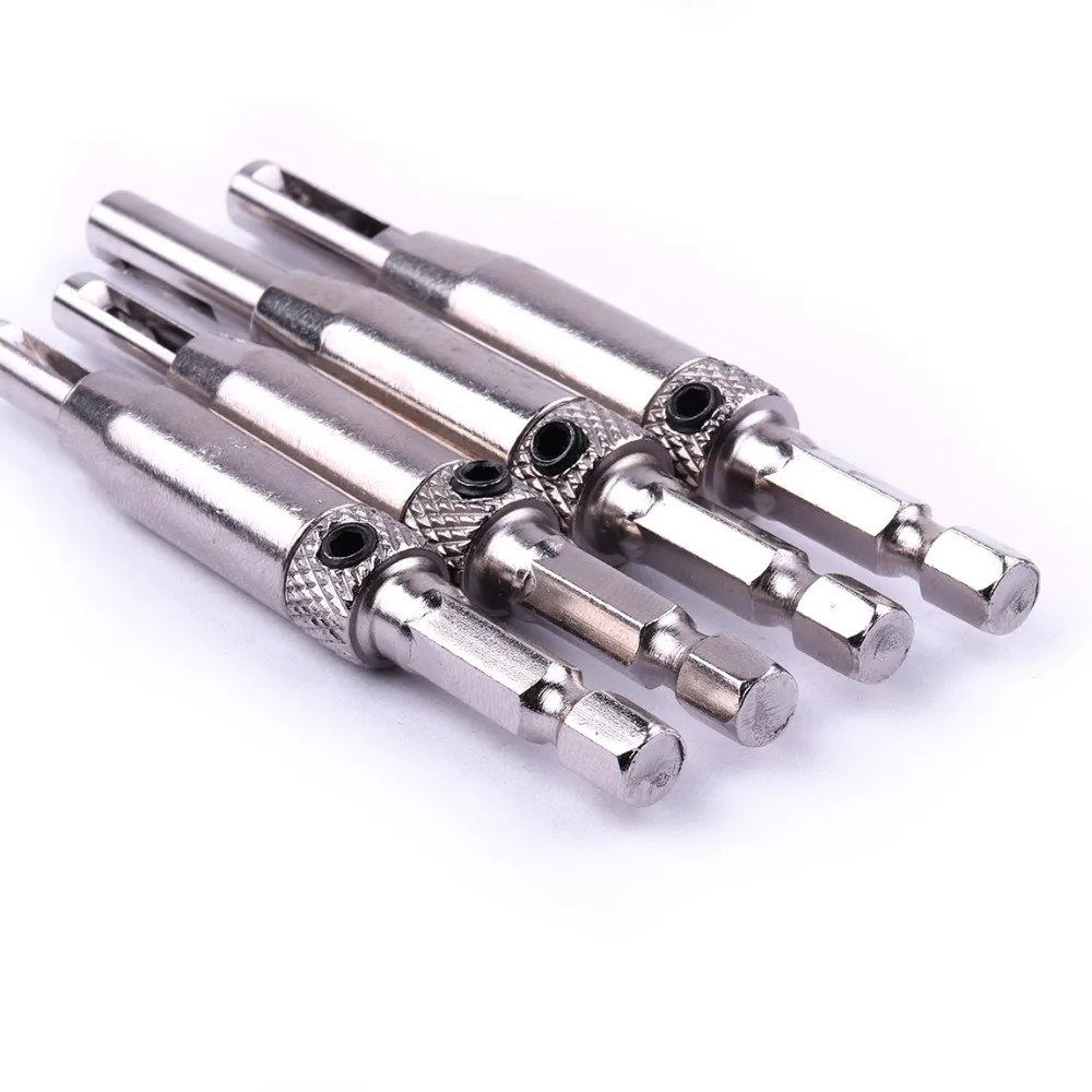 4PCS 1/4'' Hex HSS Self Centering Drill Bits Hinge Drill Bit Door Cabinet 5/64