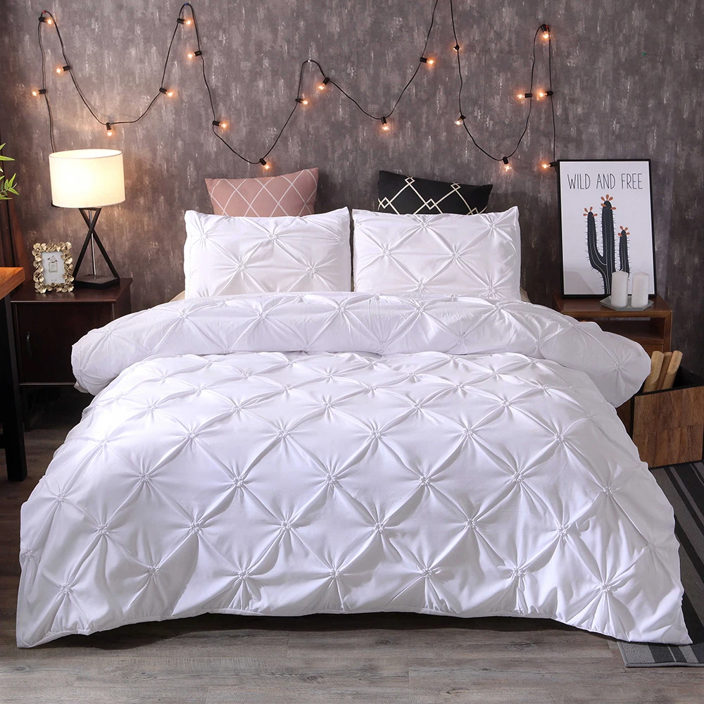 Imagem -05 - Duvet Cover Conjunto com Fronha Nordic Quilt Cover Pinch Plissado Breve Conjunto de Cama Luxo Rainha Rei Pcs Preto e Branco