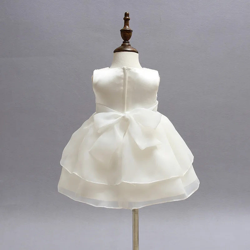 rose flower baby girl dress beige satin belt baby dresses girl clothing for birthday christening vestido infantil 3-24M