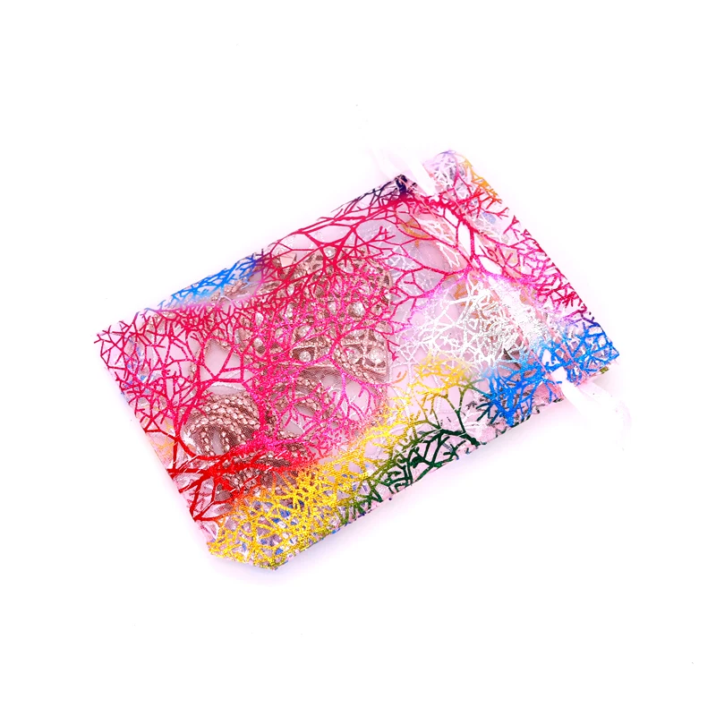 200pcs/lot 10x14cm Organza Jewelry Bags Gift Bag Multicolor Printed Organza Drawstring Bag Can Customize Logo Cost Extra Fee