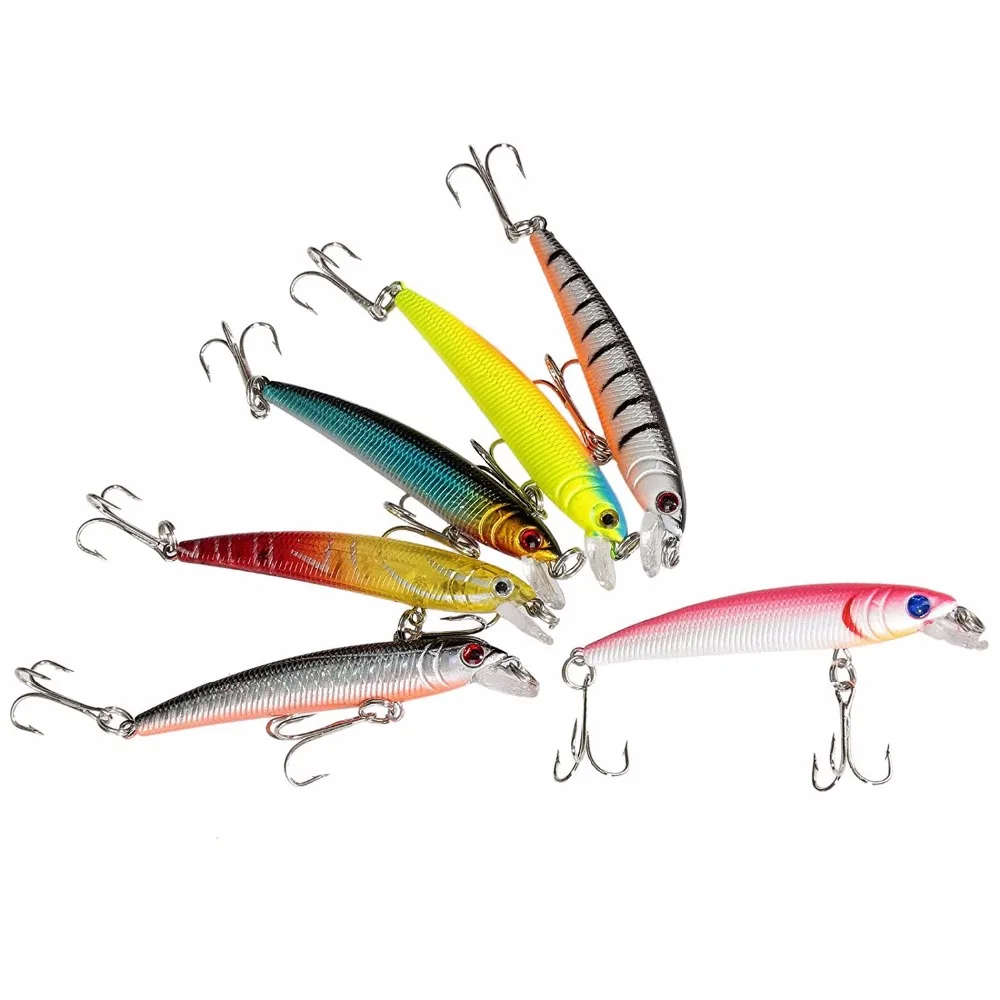 

HiUmi 6pcs 7.5cm 5.6g Minnow Lure Wobbler Artificial Quality Crankbait Wobblers Fishing Tackle Pesca