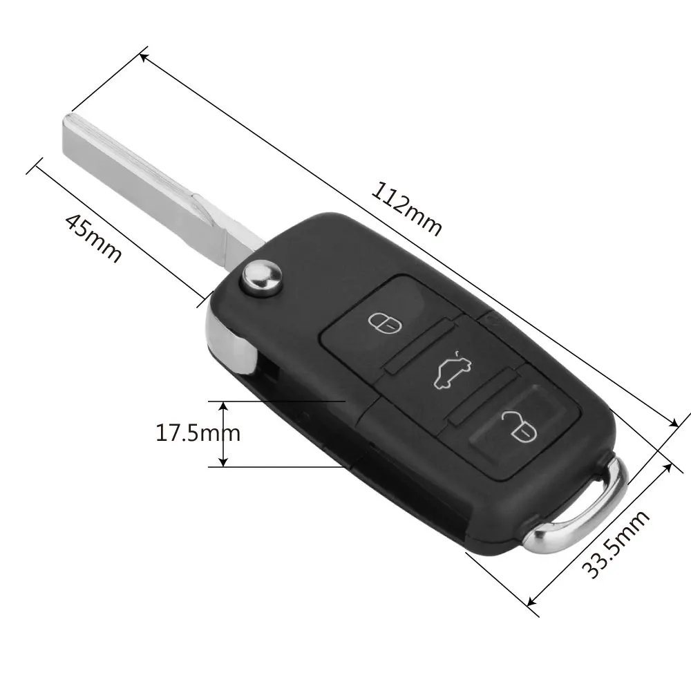 FORAUTO Remote Flip Folding Key Shell Car Key Key Case Cover 3 Buttons for WV Golf Touran Tiguan B5 Replacement Car Styling