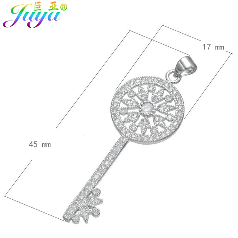 Juya Wedding Necklace Supplies Micro Pave Zircon Key Pendant Necklaces Series For Women Girls Fashion Indian Necklace