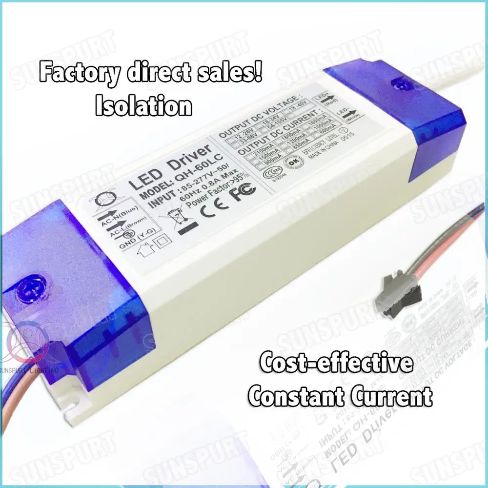 2 Pcs By TUV-CE 60W AC85-277V LED Driver 12-20Cx3B 900mA DC35-68V EMC LVD Constant Current LEDPower For Spotlights Free Shipping