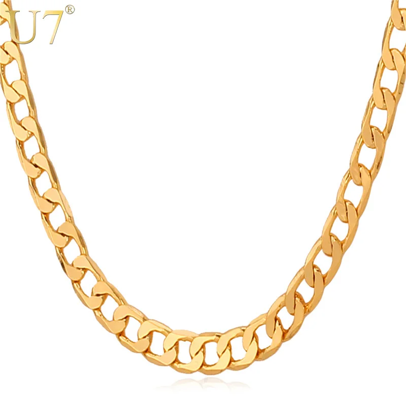 

U7 Gold Color Necklaces For Men Jewelry 5MM Wholesale Trendy Fashion Link Chain Necklaces N311 QC24