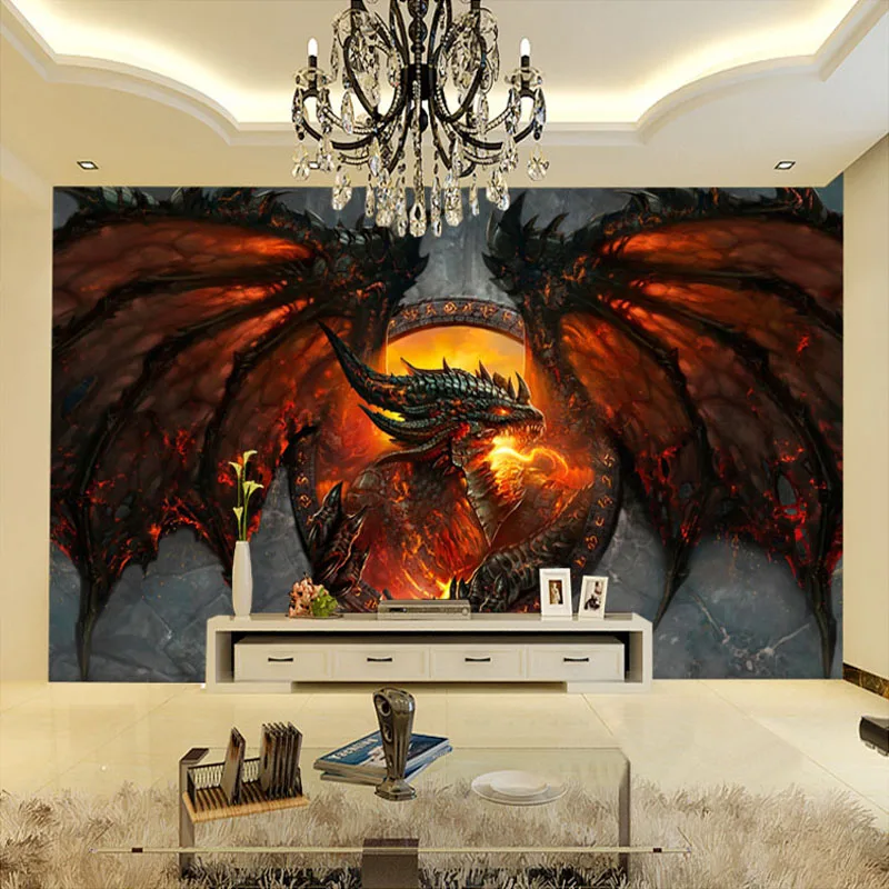 Custom 3D Photo Wallpaper Fire Dragon Large Murals Home Interior Art Decor Bedroom Living Room Wallpaper Papel De Parede 3D