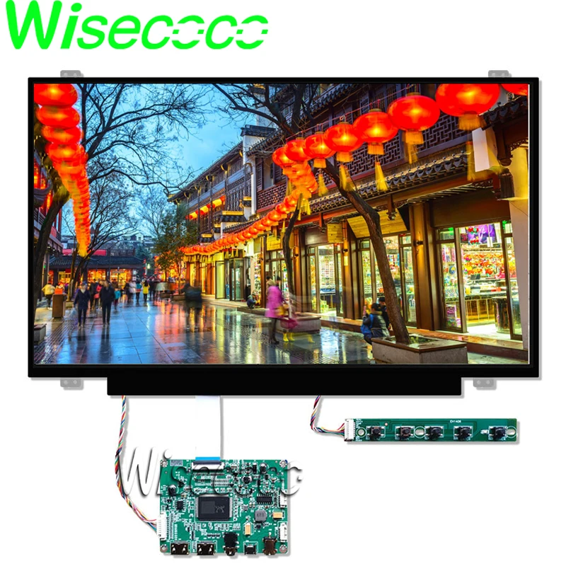 Wisecoco 14 Inch 1920x1080 TFT LCD Display Laptop Panel Controller Board 30 pin Edp Rasberry Pi Screen Second