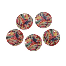 5pcs 20mm Vintage Copper Charms Round Gold Color Multicolor Enamel Painting Pendants DIY Necklace Earrings Jewelry Accessories