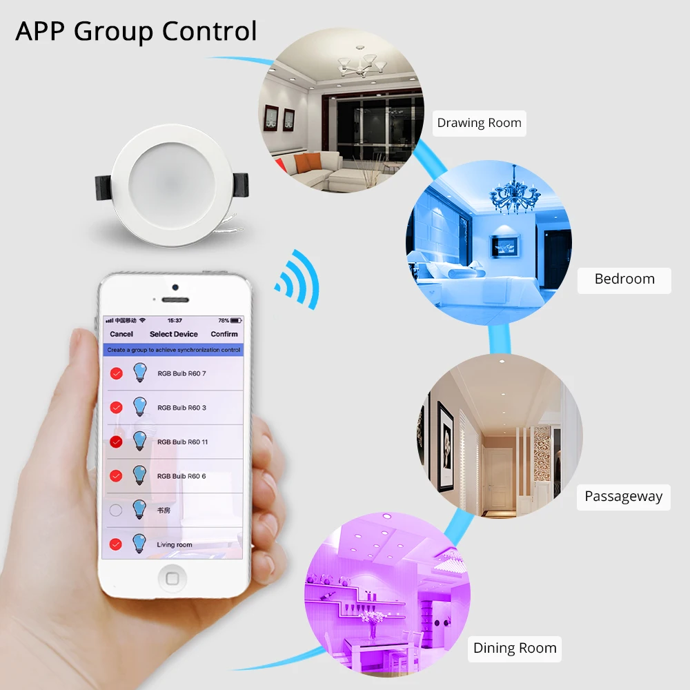 Zemismart 3.5 pollici 10W WiFi RGBCW Led Downlight controllo vocale di Alexa Echo Google Home Assistant domotica