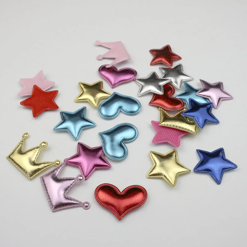 100Pcs Crown/ดาว/Heart Shape เบาะ DIY Craft ซัพพลาย Scrapbooking Appliqued เด็กอุปกรณ์ Headwear Decor Sequined
