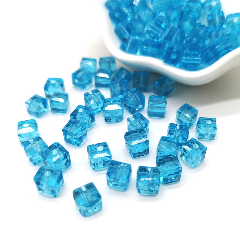 6mm Crystal Glass Beads Accessories For Jewelry Making, Square Shape Crystal Cube Glass Beads,20 pcs/lot