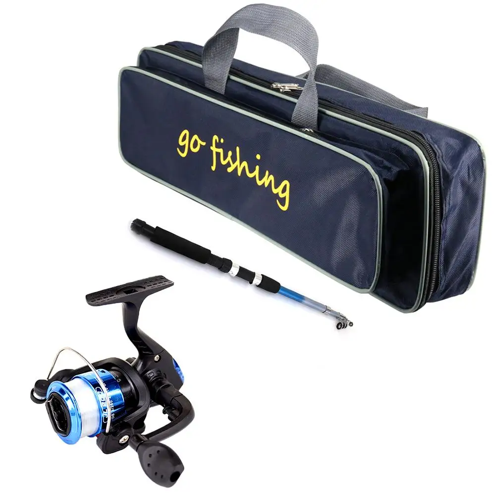 Children's 1.8m Fishing Rod Reel Combo Kit Kid Retractable Fish Pole Casting Reel Fishing Bag Set Fishing Tackle Tool With Bag