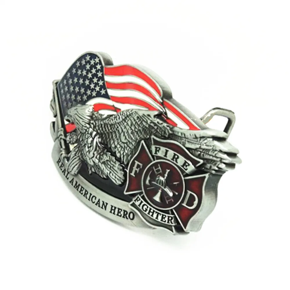 Belt Accessories fire fighter real American hero American Flag Eagle metal belt buckle for belt 4 cm