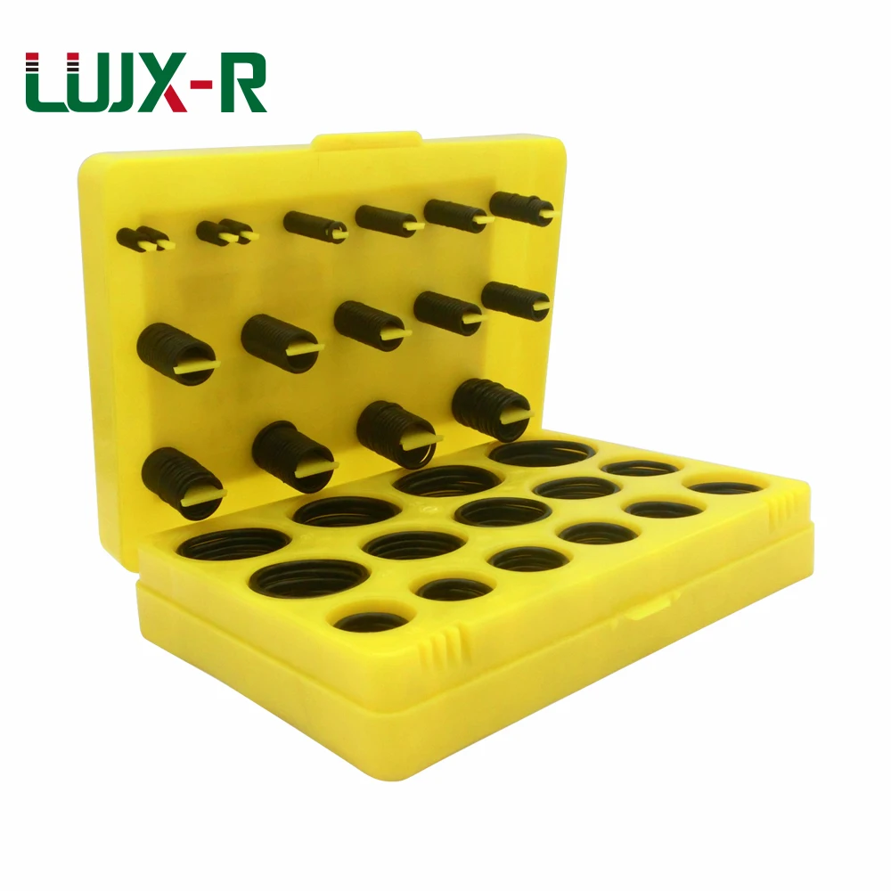 

LUJX-R O-Ring Seal Kit 386pcs Rubber Washer Sealing Assortment Set Metric Nitrile Butadiene Ring Gasket Kits Different Size Box