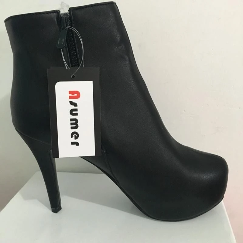 ASUMER 2024 nuovo arriva stivali da donna punta tonda tacchi alti piattaforme stivaletti moda nero blu cerniera scarpe sexy pompe