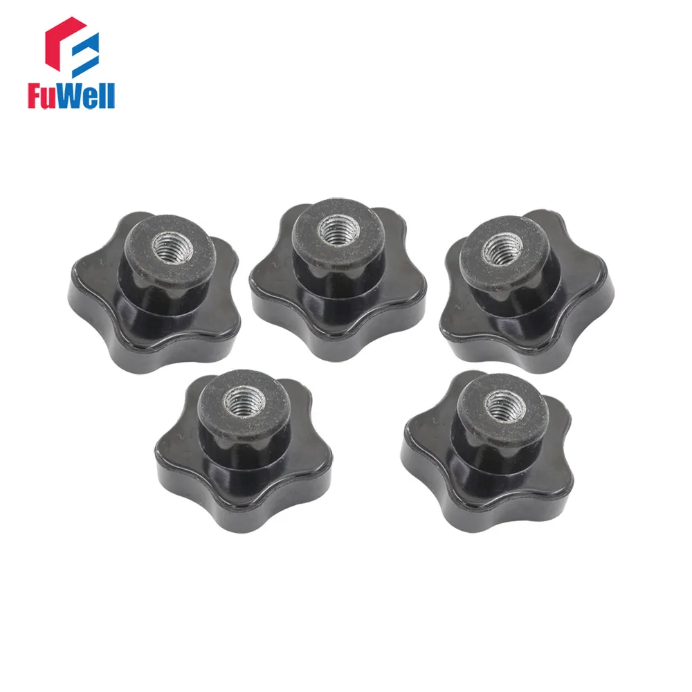 5pcs M10 x 50mm Female Thread Star Knob Machine Tool Replacement Clamping Knob Handle Plum Hand Tighten Nuts Handle